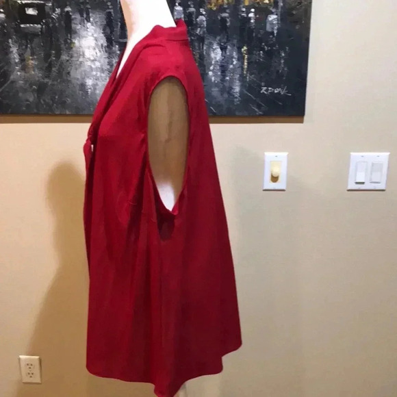 Anne Klein Red Sleeveless Tie Front Blouse-Size 3X - Picture 4 of 10